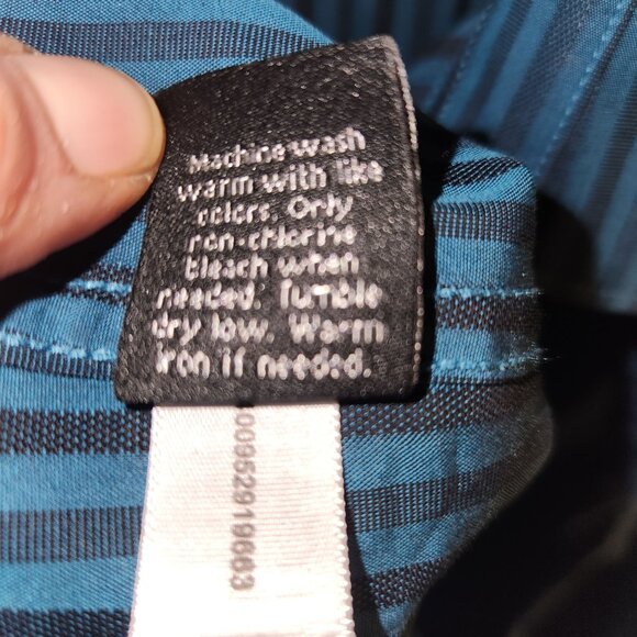 NWT APT.9 Big & Tall Striped Button-Down Shirt 3XLT 100% Cotton Green Black - Picture 7 of 7